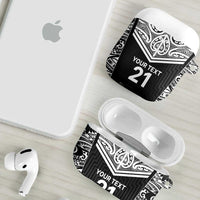 New Zealand Black Fern Custom AirPods Case Maori Tukutuku Black-white Motif - Polynesian Pride