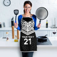 New Zealand Black Fern Custom Apron Maori Tukutuku Black-white Motif - Polynesian Pride
