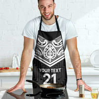 New Zealand Black Fern Custom Apron Maori Tukutuku Black-white Motif - Polynesian Pride