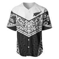 New Zealand Black Fern Custom Baseball Jersey Maori Tukutuku Black-white Motif