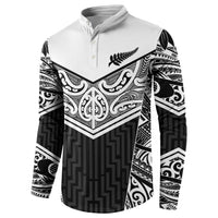 New Zealand Black Fern Custom Button Sweatshirt Maori Tukutuku Black-white Motif