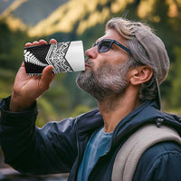 New Zealand Black Fern Custom 4 in 1 Can Cooler Tumbler Maori Tukutuku Black-white Motif