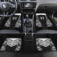 New Zealand Black Fern Custom Car Mats Maori Tukutuku Black-white Motif