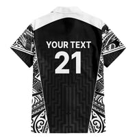 New Zealand Black Fern Custom Family Matching Mermaid Dress and Hawaiian Shirt Maori Tukutuku Black-white Motif