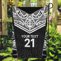 New Zealand Black Fern Custom Garden Flag Maori Tukutuku Black-white Motif