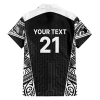 New Zealand Black Fern Custom Hawaiian Shirt Maori Tukutuku Black-white Motif