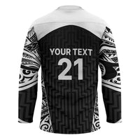 New Zealand Black Fern Custom Hockey Jersey Maori Tukutuku Black-white Motif - Polynesian Pride