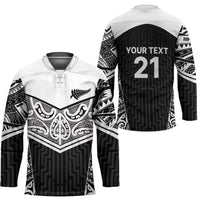 New Zealand Black Fern Custom Hockey Jersey Maori Tukutuku Black-white Motif - Polynesian Pride