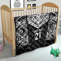 New Zealand Black Fern Custom Quilt Maori Tukutuku Black-white Motif