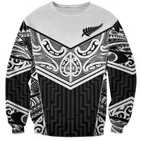 New Zealand Black Fern Custom Sweatshirt Maori Tukutuku Black-white Motif
