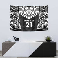 New Zealand Black Fern Custom Tapestry Maori Tukutuku Black-white Motif
