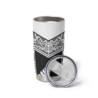 New Zealand Black Fern Custom Tumbler Cup Maori Tukutuku Black-white Motif