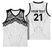 New Zealand Koru Fern Custom Basketball Jersey Simple Taniko Motif - Polynesian Pride