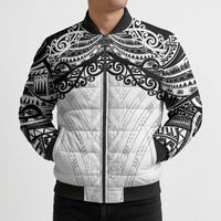New Zealand Koru Fern Custom Bomber Puffer Jacket Simple Taniko Motif - Polynesian Pride