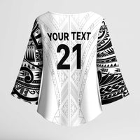 New Zealand Koru Fern Custom Kimono Sleeve Blouse Simple Taniko Motif - Polynesian Pride