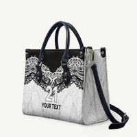 New Zealand Koru Fern Custom Leather Bag Simple Taniko Motif - Polynesian Pride