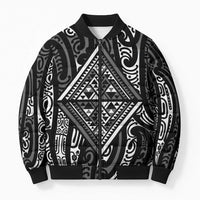 New Zealand Maori Taniko Bomber Puffer Jacket Black Kowhaiwhai Puhoro - Polynesian Pride