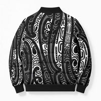 New Zealand Maori Taniko Bomber Puffer Jacket Black Kowhaiwhai Puhoro - Polynesian Pride