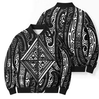 New Zealand Maori Taniko Bomber Puffer Jacket Black Kowhaiwhai Puhoro - Polynesian Pride