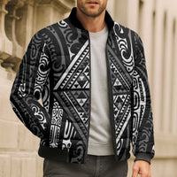 New Zealand Maori Taniko Bomber Puffer Jacket Black Kowhaiwhai Puhoro - Polynesian Pride