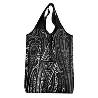 New Zealand Maori Taniko Grocery Bag Black Kowhaiwhai Puhoro