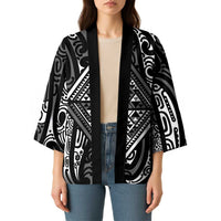 New Zealand Maori Taniko Kimono Black Kowhaiwhai Puhoro - Polynesian Pride