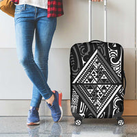 New Zealand Maori Taniko Luggage Cover Black Kowhaiwhai Puhoro