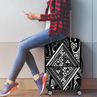 New Zealand Maori Taniko Luggage Cover Black Kowhaiwhai Puhoro