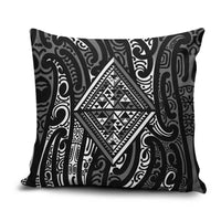 New Zealand Maori Taniko Pillow Cover Black Kowhaiwhai Puhoro - Polynesian Pride