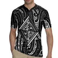 New Zealand Maori Taniko Rugby Jersey Black Kowhaiwhai Puhoro