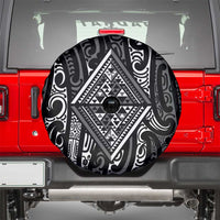 New Zealand Maori Taniko Spare Tire Cover Black Kowhaiwhai Puhoro