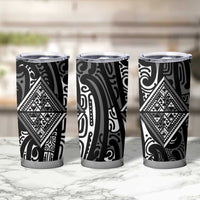 New Zealand Maori Taniko Tumbler Cup Black Kowhaiwhai Puhoro