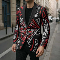 New Zealand Maori Taniko Blazer Red Kowhaiwhai Puhoro - Polynesian Pride