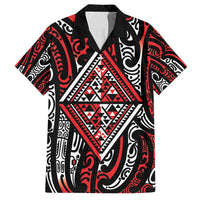 New Zealand Maori Taniko Family Matching Puletasi and Hawaiian Shirt Red Kowhaiwhai Puhoro