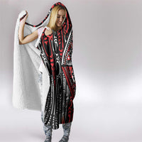 New Zealand Maori Taniko Hooded Blanket Red Kowhaiwhai Puhoro