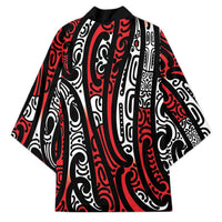 New Zealand Maori Taniko Kimono Red Kowhaiwhai Puhoro - Polynesian Pride