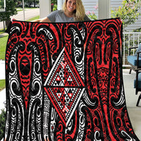 New Zealand Maori Taniko Quilt Red Kowhaiwhai Puhoro