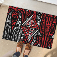 New Zealand Maori Taniko Rubber Doormat Red Kowhaiwhai Puhoro