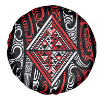 New Zealand Maori Taniko Spare Tire Cover Red Kowhaiwhai Puhoro