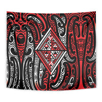 New Zealand Maori Taniko Tapestry Red Kowhaiwhai Puhoro