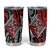 New Zealand Maori Taniko Tumbler Cup Red Kowhaiwhai Puhoro