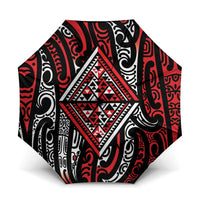 New Zealand Maori Taniko Umbrella Red Kowhaiwhai Puhoro - Polynesian Pride