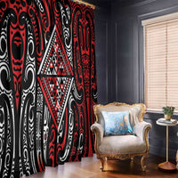 New Zealand Maori Taniko Window Curtain Red Kowhaiwhai Puhoro