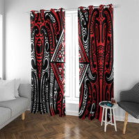 New Zealand Maori Taniko Window Curtain Red Kowhaiwhai Puhoro