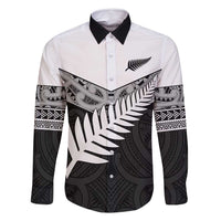 New Zealand Silver Fern Family Matching Long Sleeve Bodycon Dress and Hawaiian Shirt Maori Koru Mixed Taniko Pattern