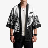 New Zealand Silver Fern Kimono Maori Koru Mixed Taniko Pattern - Polynesian Pride