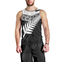 New Zealand Silver Fern Men Tank Top Maori Koru Mixed Taniko Pattern