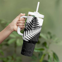 New Zealand Silver Fern Tumbler With Handle Maori Koru Mixed Taniko Pattern