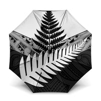 New Zealand Silver Fern Umbrella Maori Koru Mixed Taniko Pattern - Polynesian Pride