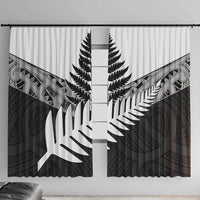 New Zealand Silver Fern Window Curtain Maori Koru Mixed Taniko Pattern
